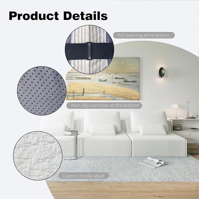 Sailret Oversized Modular Sectional Sofa, Foam-Filled Lazy Couch with Lumbar Pillow, Convertible Floor Sofa Set for Living Room Bedroom, Free Combination, Multiple Packs (1–6 Seats)