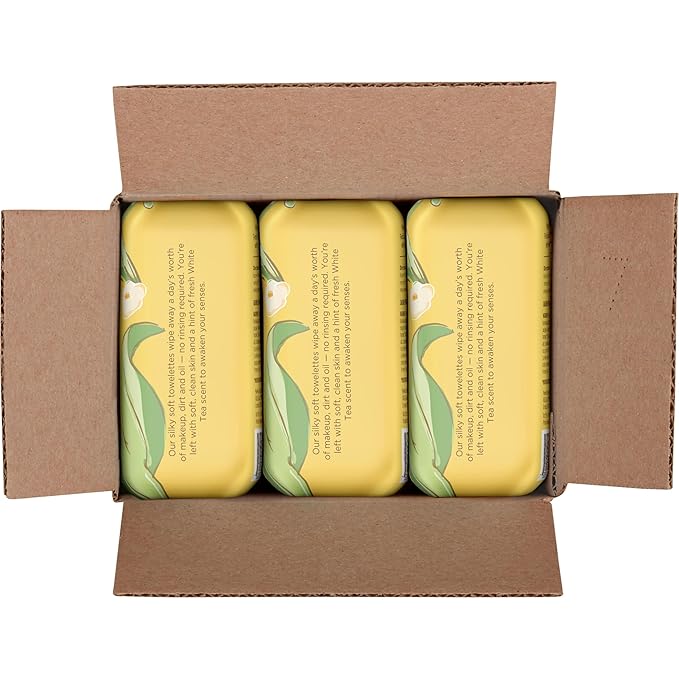 Burt's Bees White Tea Face Wipes, for All Skin Types, College Back to School Dorm Essentials, Hydrating Makeup Remover & Facial Cleansing Towelettes, 30 Ct. (3-Pack)