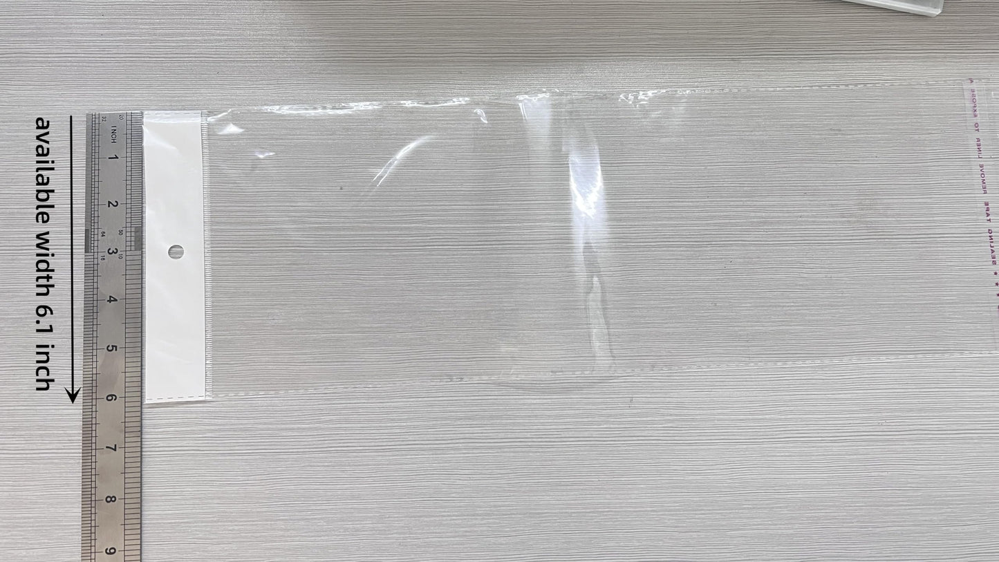 PABCK 100 Pack (Available Size 6.1x15.7 inch) Clear Self Adhesive Straight Hair Packaging Bags with Hang Hole Wigs Hair Storage