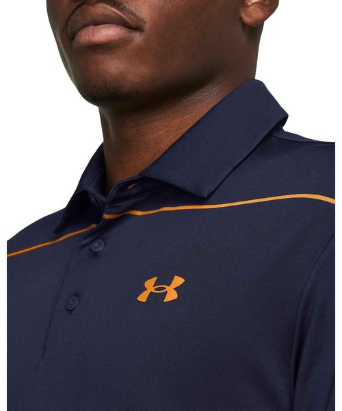 Under Armour Playoff 3.0 Stripe Mens Golf Polo - Navy/Orange/XXL
