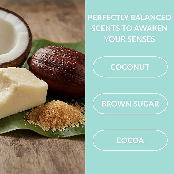 SpaScriptions Exfoliating Coconut Body Wash - 32 oz Scented Moisturizing Body Wash Scrub with African Black Soap for Smooth Glowing Skin and Brown Sugar for Gentle Hydrating Exfoliation, Paraben Free