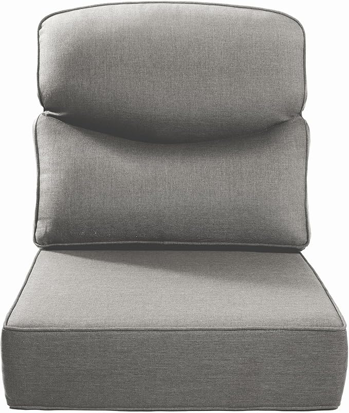 ACTREST Luxury 24x24x6 Inch Smile Outdoor Cushions - 1 Set Deep Seat Water-Resistant Patio Furniture Replacement Cushion for Wicker Rattan Wood Metal Chair Glider Rocker Loveseat Sofa - Grey