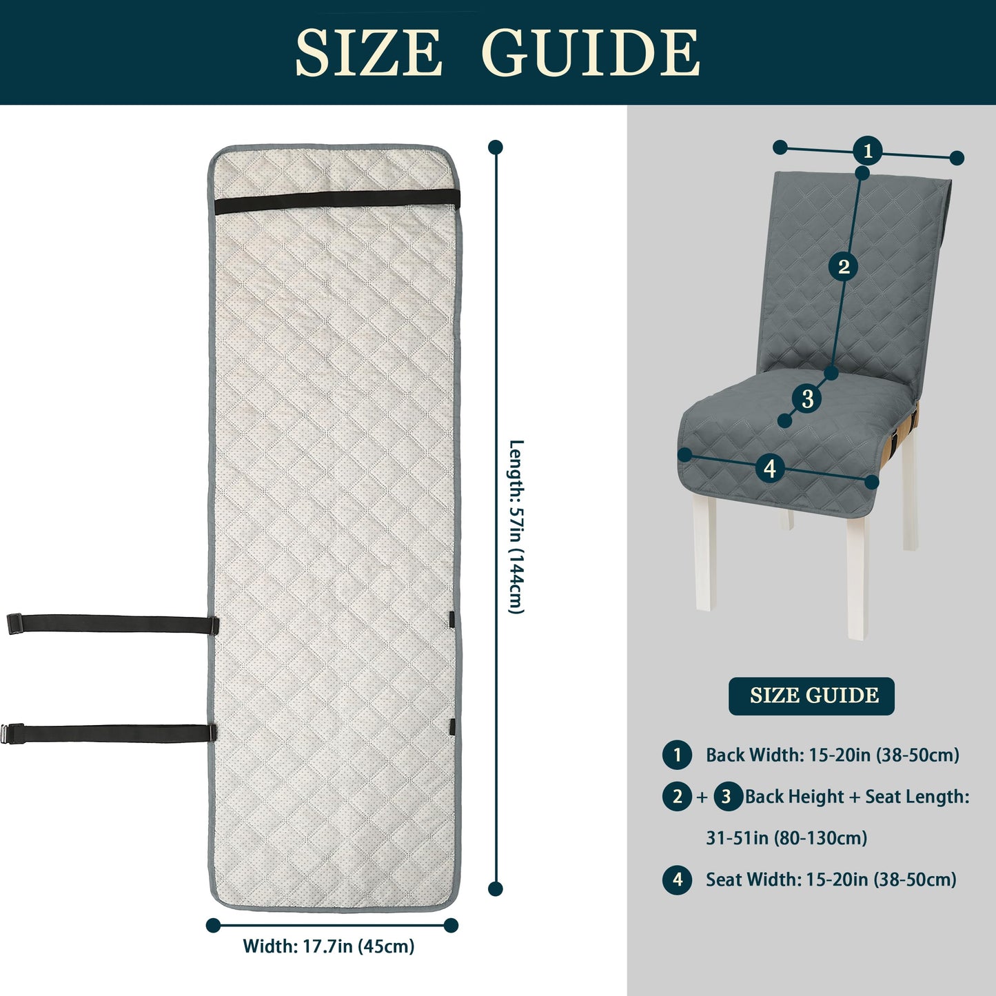 Yonus Waterproof Dining Chair Cover Office Chair Cover Water Resistant Dining Room Chair Cover Kitchen Chair Slipcover Computer Chair Cover with Anti-Slip Buckle (Grey, 1PCS)