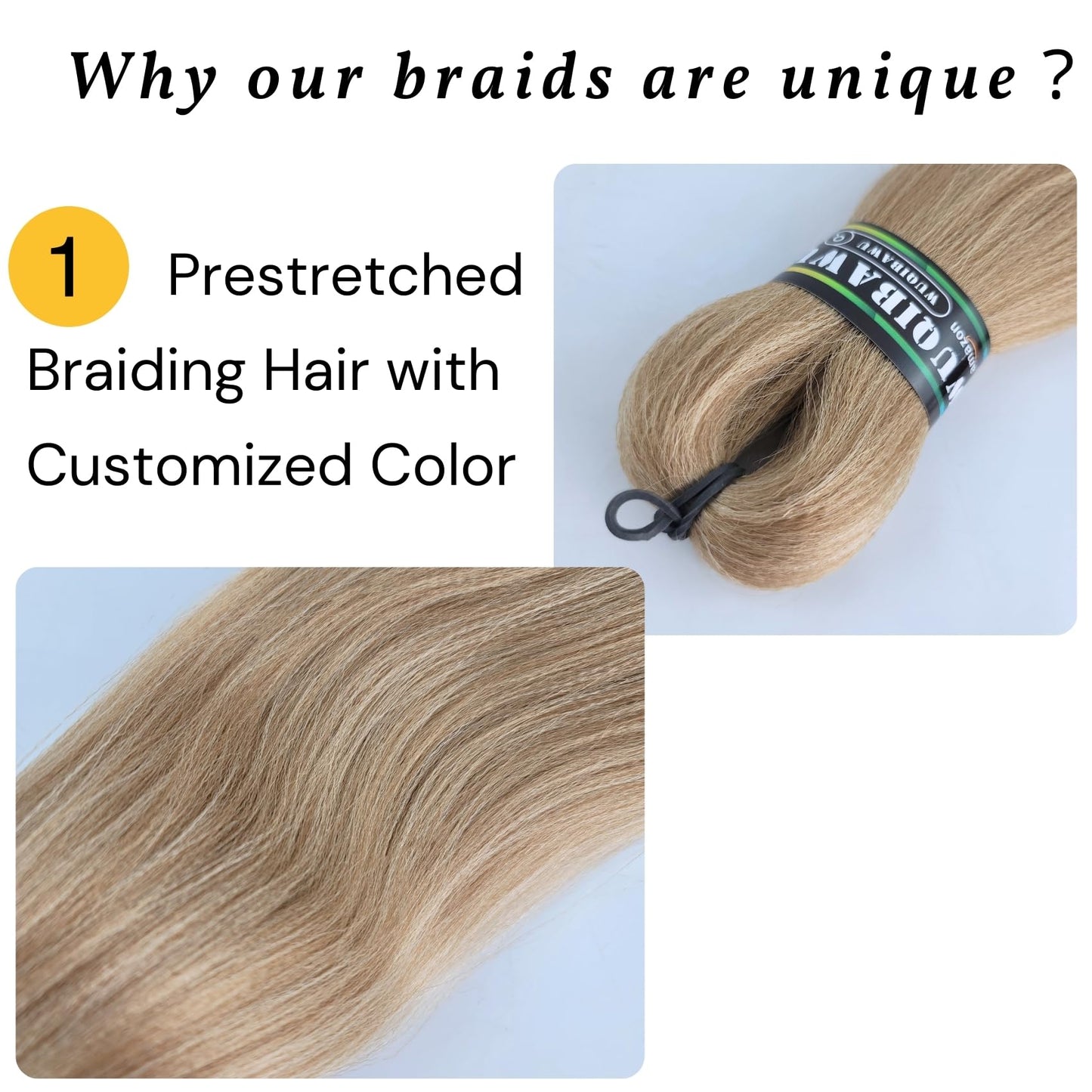 Brown Blonde Braiding Hair Pre stretched Box Braiding Hair Extensions Feed in Braids 26 inch