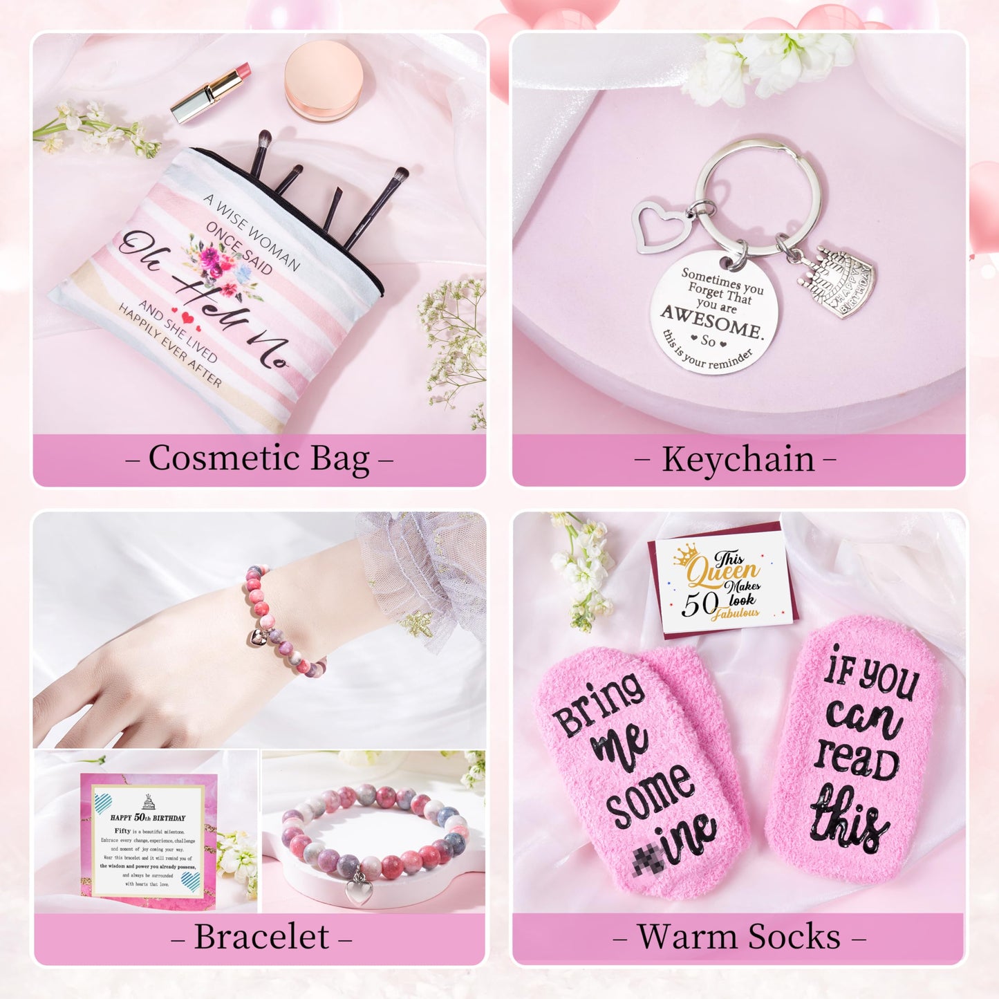ShinnyWis 50th Birthday Gifts for Women,Happy 50th Birthday Gifts for Her Friends Mom Wife Sister Coworker,Tumblers Gifts Set for 50 Year Old Women,Funny 50 Birthday Gifts Ideas