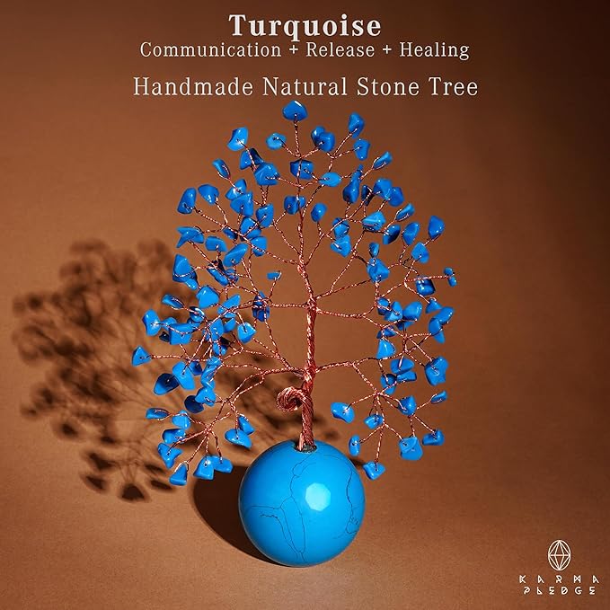 Crystal Tree of Life Home and Office Decor Gifts for Women, Turquoise Chakra Healing Stones Feng Shui Bonsai Tree for Positive Energy, Money, Good Luck, Christmas Decor, Birthday Gifts for Mom