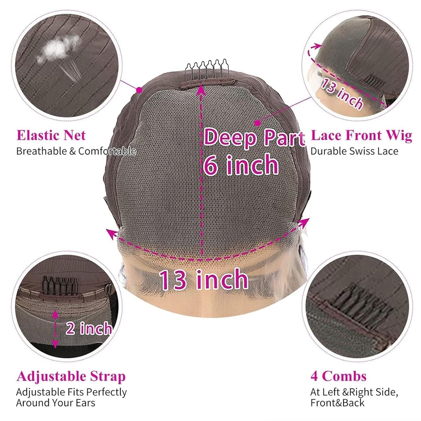 Reddish Brown Lace Front Wigs Human Hair 13x6 Straight Lace Front Wig 180% Density 33# Lace Frontal Wigs Human Hair Pre Plucked