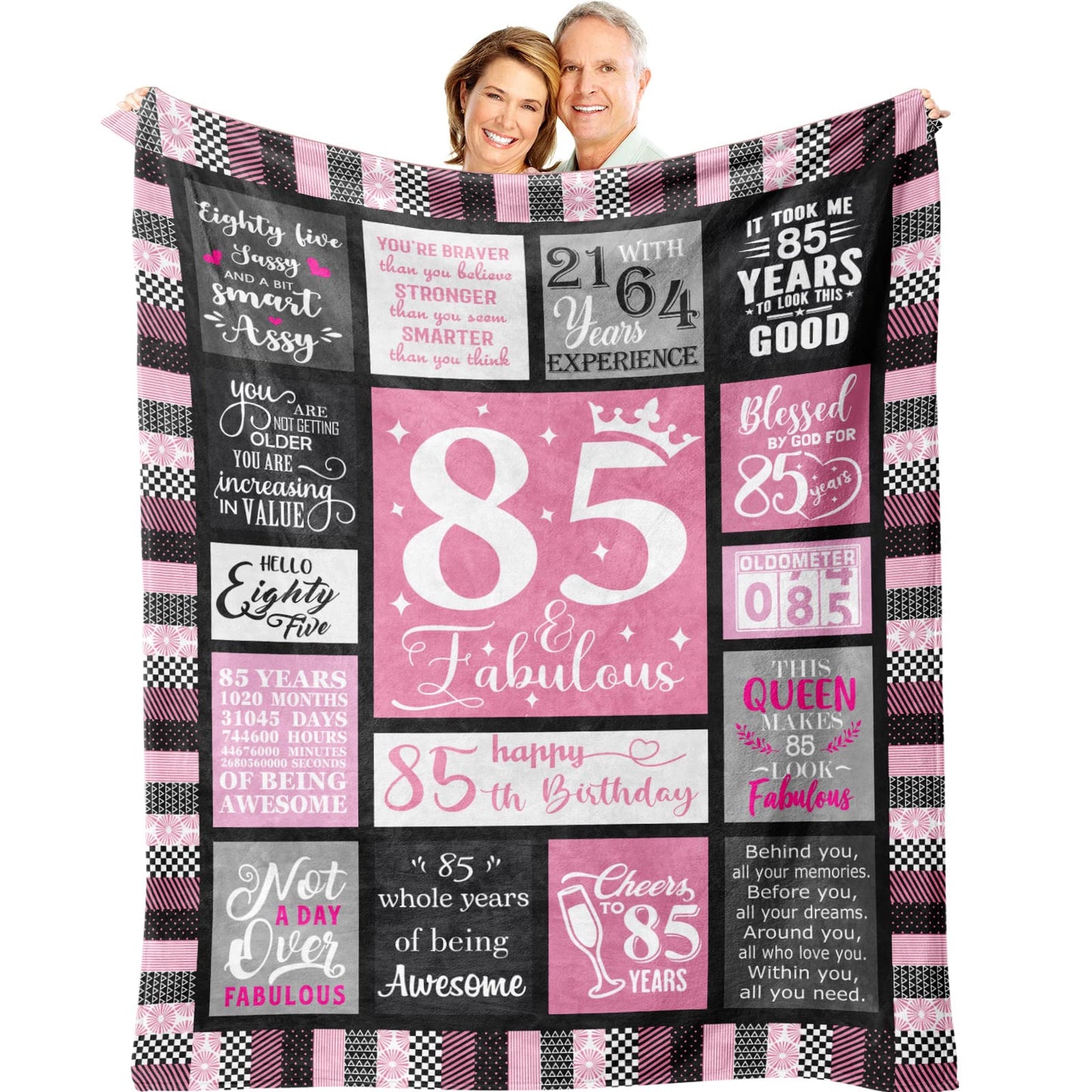 Atokker 85th Birthday Gifts for Women Blanket, 85th Birthday Party Decorations, Best Gifts for 85 Year Old Woman, Ideas for Mom Grandparents Throw Blanket 60"x50"