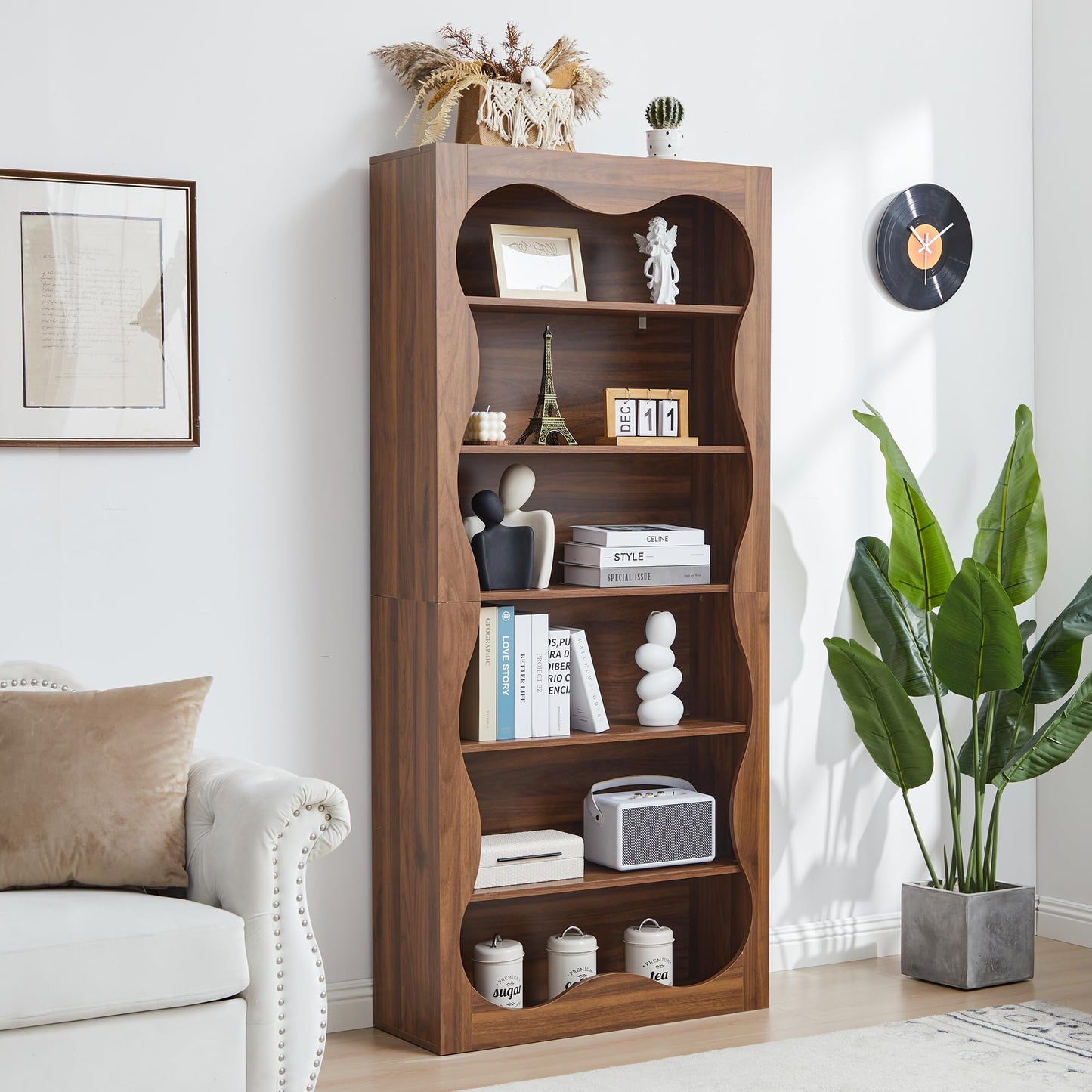 YZRSTY 71" Tall Bookshelf, 6 Tier Large Wooden Book Shelf, Modern Freestanding Bookshelves and Bookcases, Unique Bookcase Display Storage Shelves for Living Room, Bedroom, Classroom, Office, Library