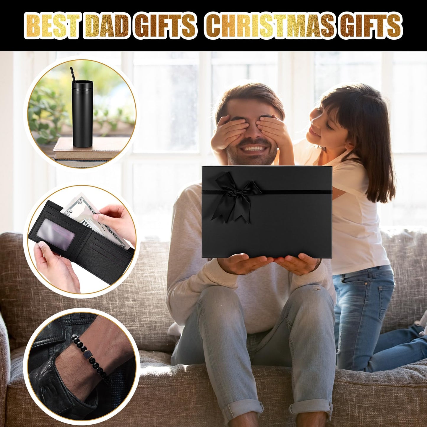 Skylety 12 Pcs Birthday Gifts for Men Set Father Gift Baskets for Men Him Retirement Thank You Presents with Box for Male Dad Husband Boyfriend Coworker Brother Coworker Christmas(Cute Boy)