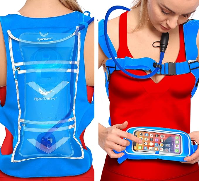 New Running Hydration Backpack Vest - w/50 oz Water Bladder Reservoir & Touchscreen Ready Phone Pocket - 360° Reflective &...