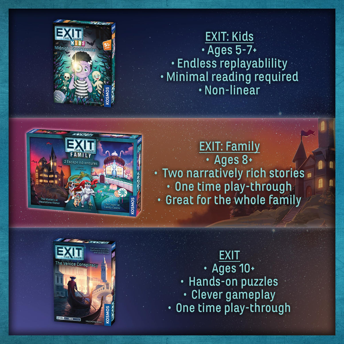 EXIT: The Game - Family - 2 Escape Adventures, at-Home Escape Room, Co-Operative Game, Family Activity, Brainteasers, 2-4 Players