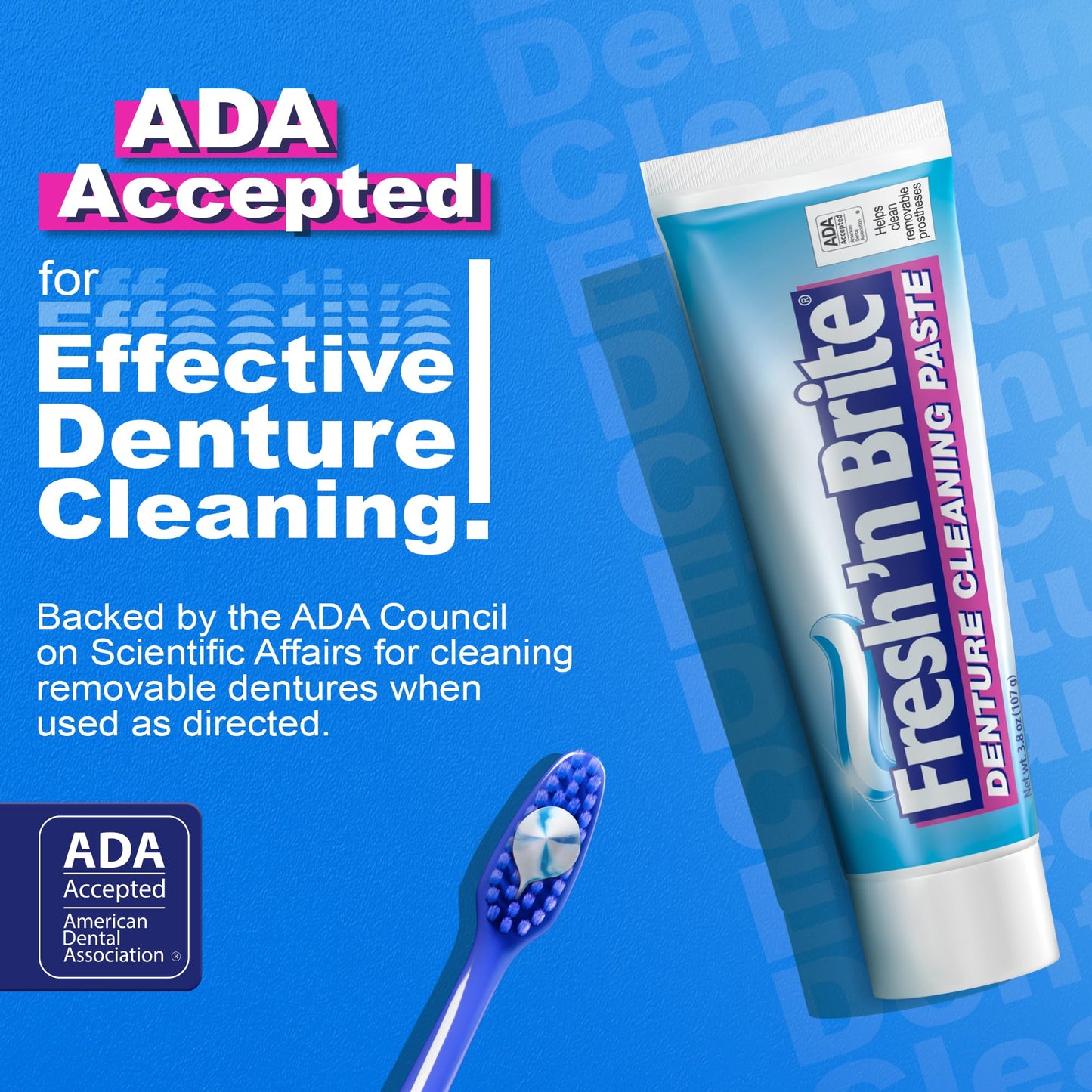 The Natural Dentist Fresh 'n Brite Denture Cleaner Paste—ADA Accepted Dual Action Formula for Fresh Breath & Gentle Care of Full & Partial Dentures, 1 Count