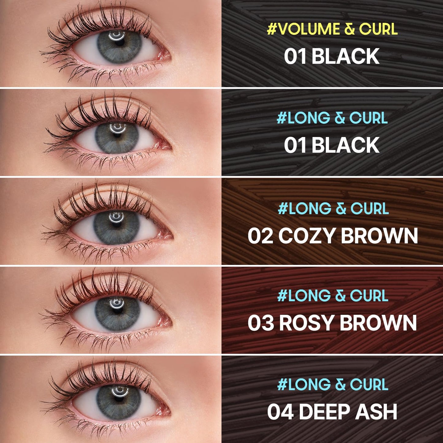COSNORI Perfect Setting Waterproof Mascara Volume & Curl - Volumizing Mascara Black - Thicker, Voluminous Eyelashes - Waterproof