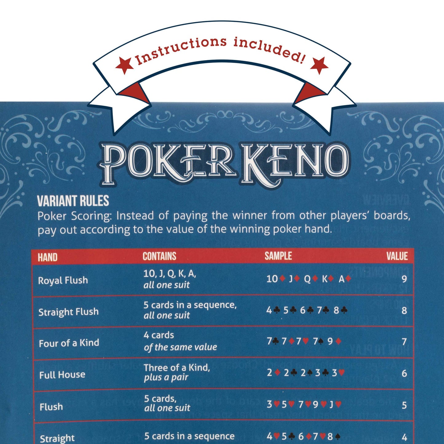 Brybelly Poker Keno Game Set with Cards and Chips - Adult Family Casino Board Game Night Gift Includes Deck of Playing Cards, 12 Boards, 200 Bingo Chips