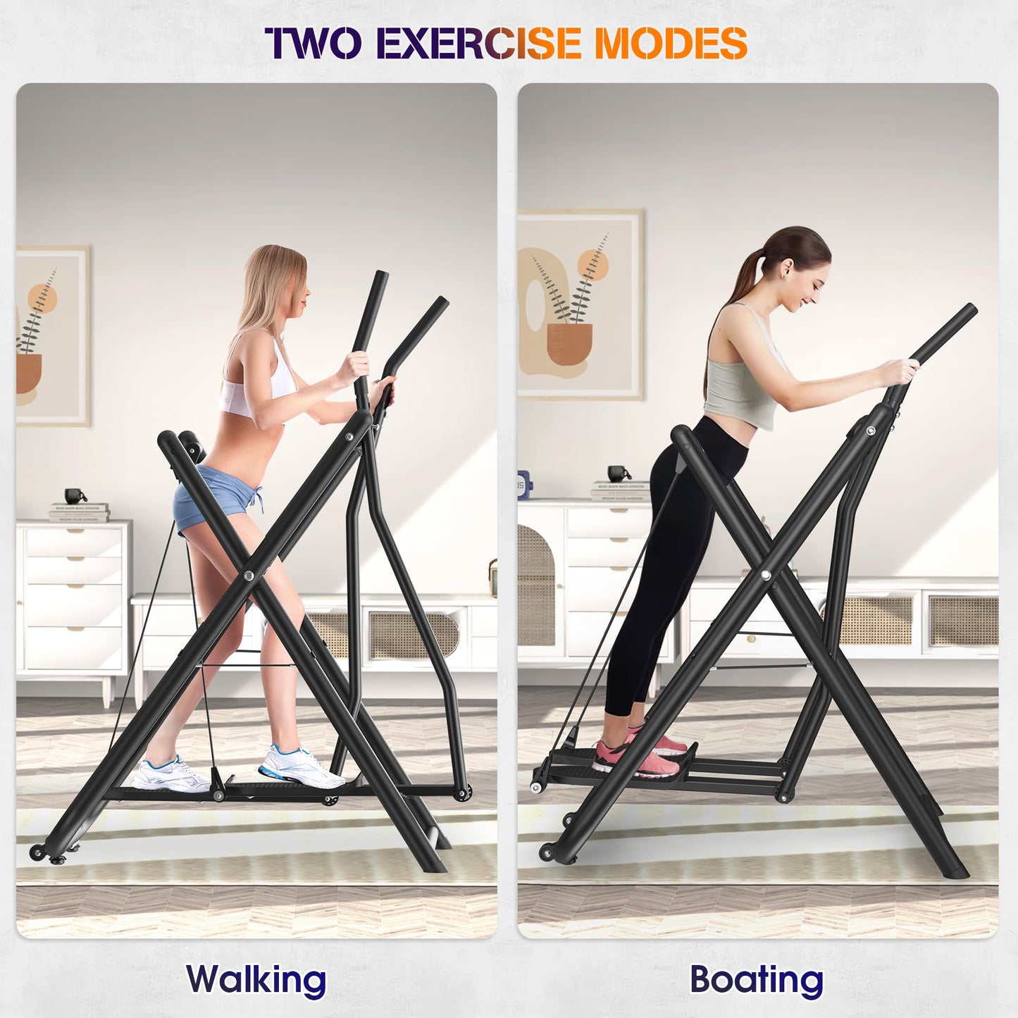 FovemiG Air Walk Elliptical Glider Machine,Ellipse Machine for Home Cross-Training Arm/Leg Cardio Workout Equipment,Fully Assembled Low-Impact Design for Home Gym,600LBS Loading Capacity-New Version
