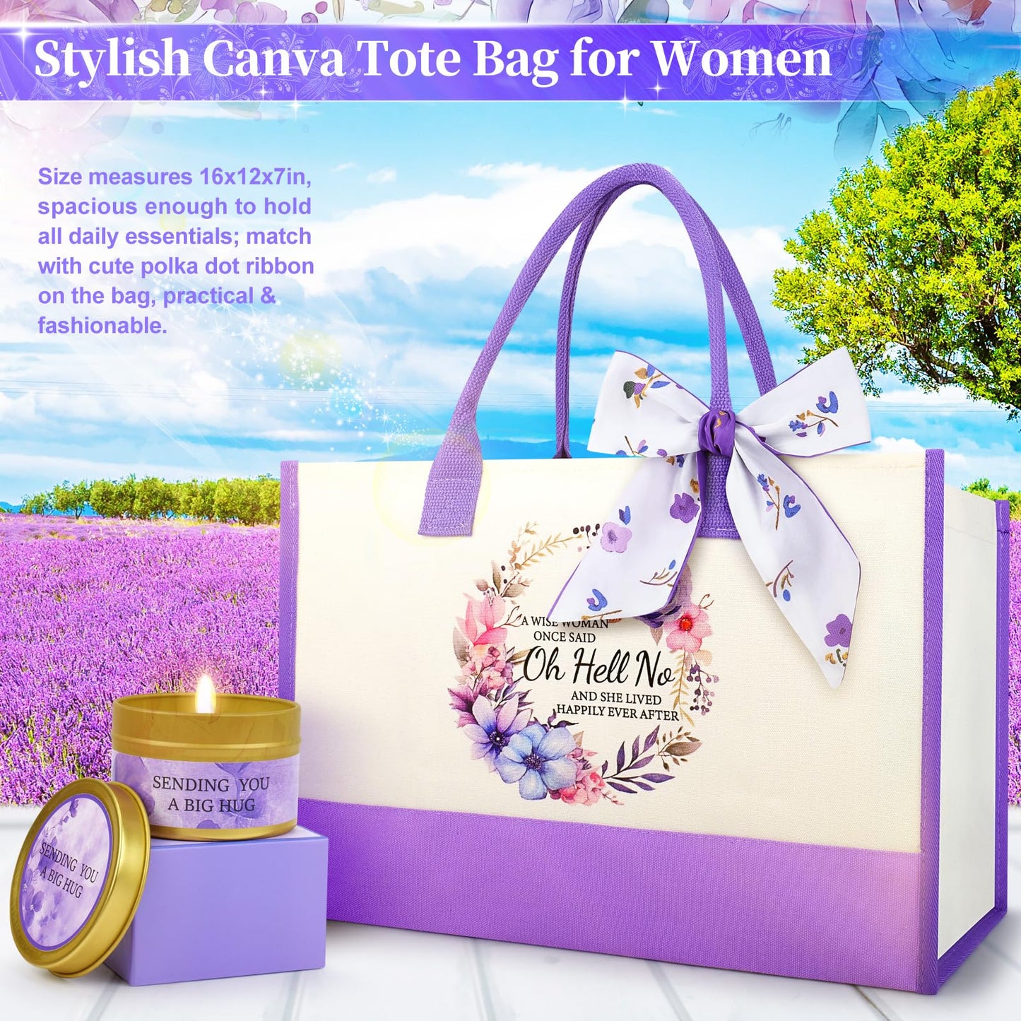 Birthday Gifts for Women -Purple Happy Birthday Gift Basket for Mom, Wife, Girlfriend, Sister, Her, Pillow/Blanket/Tote Bag/Self Care Package Get Well Soon Baskets for Women