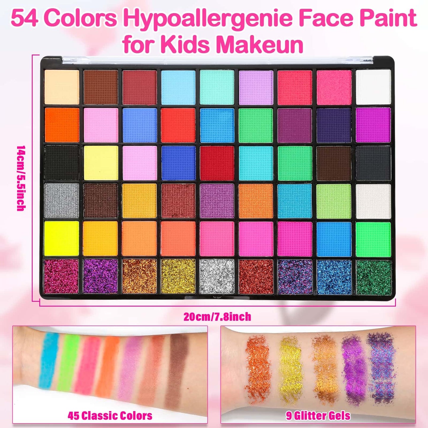 Professional Face Painting Kit for Kids and Adults - 54 Color Water Activated Cosplay Makeup Kit, Non-Toxic Body Paint with Sten
