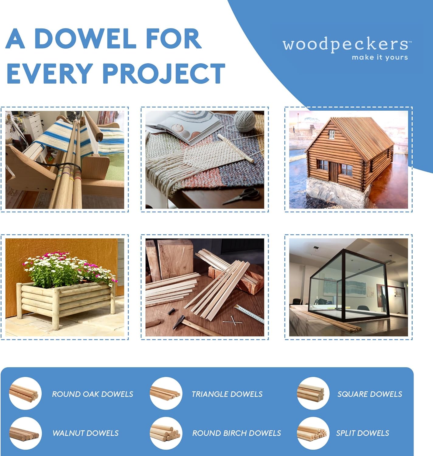 Wooden Dowel Rod, 1 Inch x 72 Inch Wood Dowels, Pack of 2 Wooden Dowels for Crafts, Unfinished Hardwood Wooden Dowels Rods, Strong Wood Rod Dowels for Crafting and DIYers