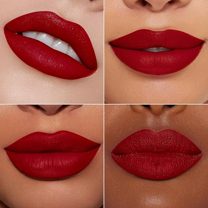 MAKI YIKA 3Pcs Matte Liquid Lipstick Makeup Set Red Dark Nude Lipstick Long Lasting Smudgeproof Transfer Proof Lip Makeup, MVPRed/Nude/LatteNude