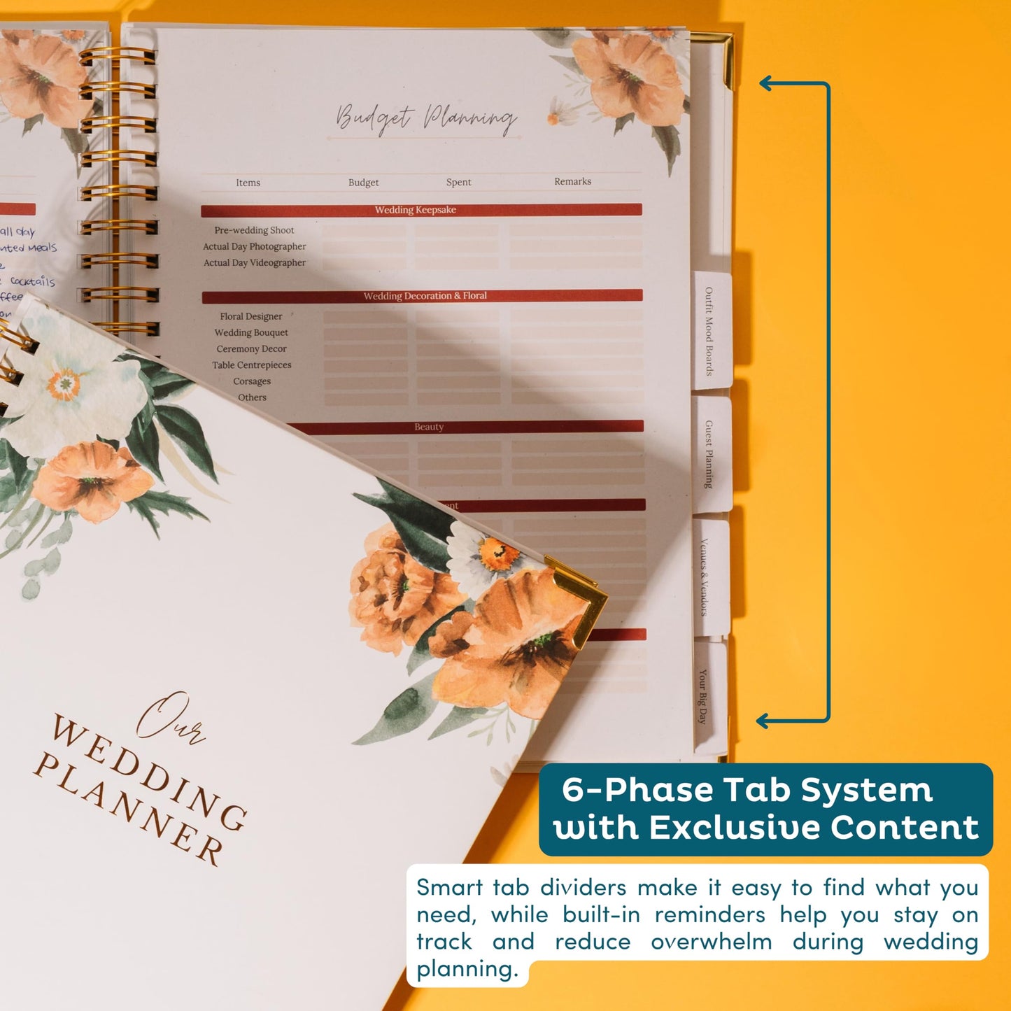 Nook Theory Comprehensive Wedding Planner Book and Organizer – Keepsake & Countdown Binder, Perfect Engagement Gift for Couples and Brides (Boho)