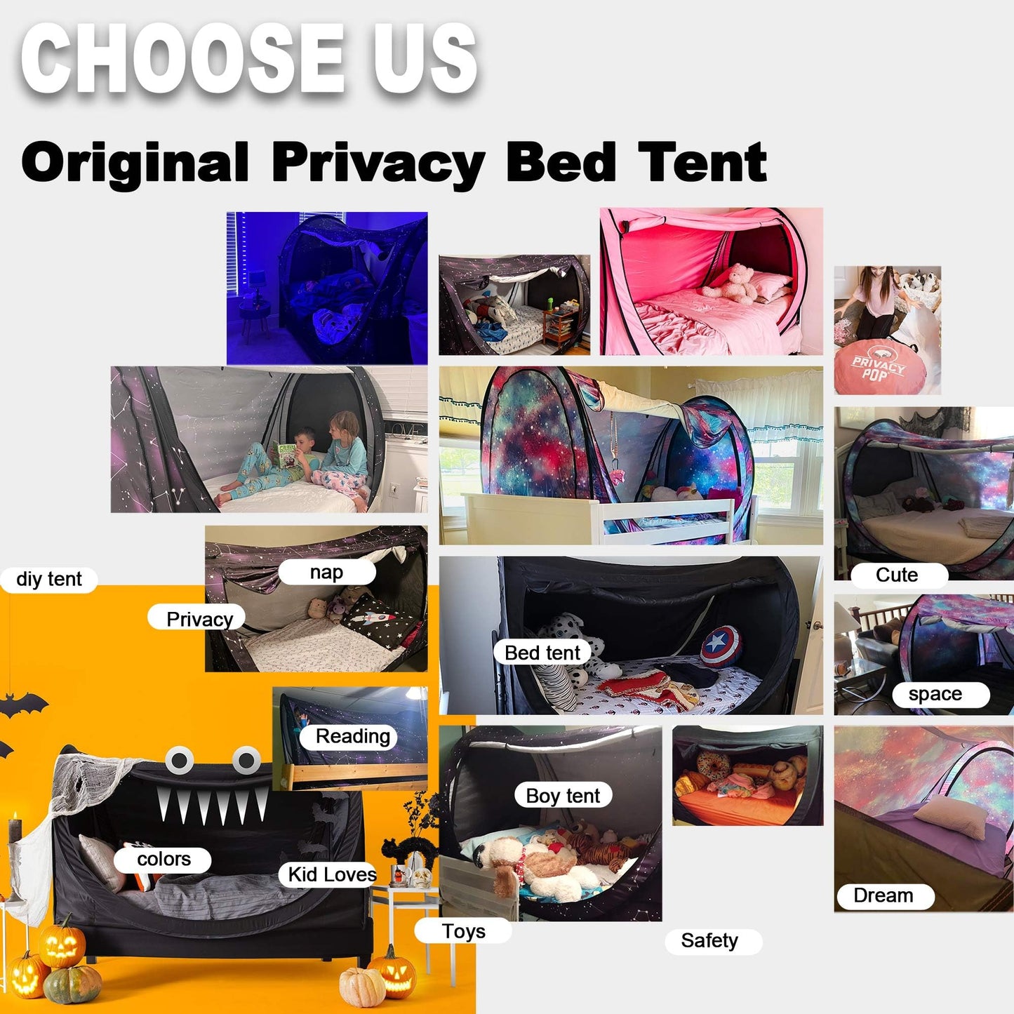 Privacy Pop up Eclipse Bed Tent Bed Drapes (Blue, Full)