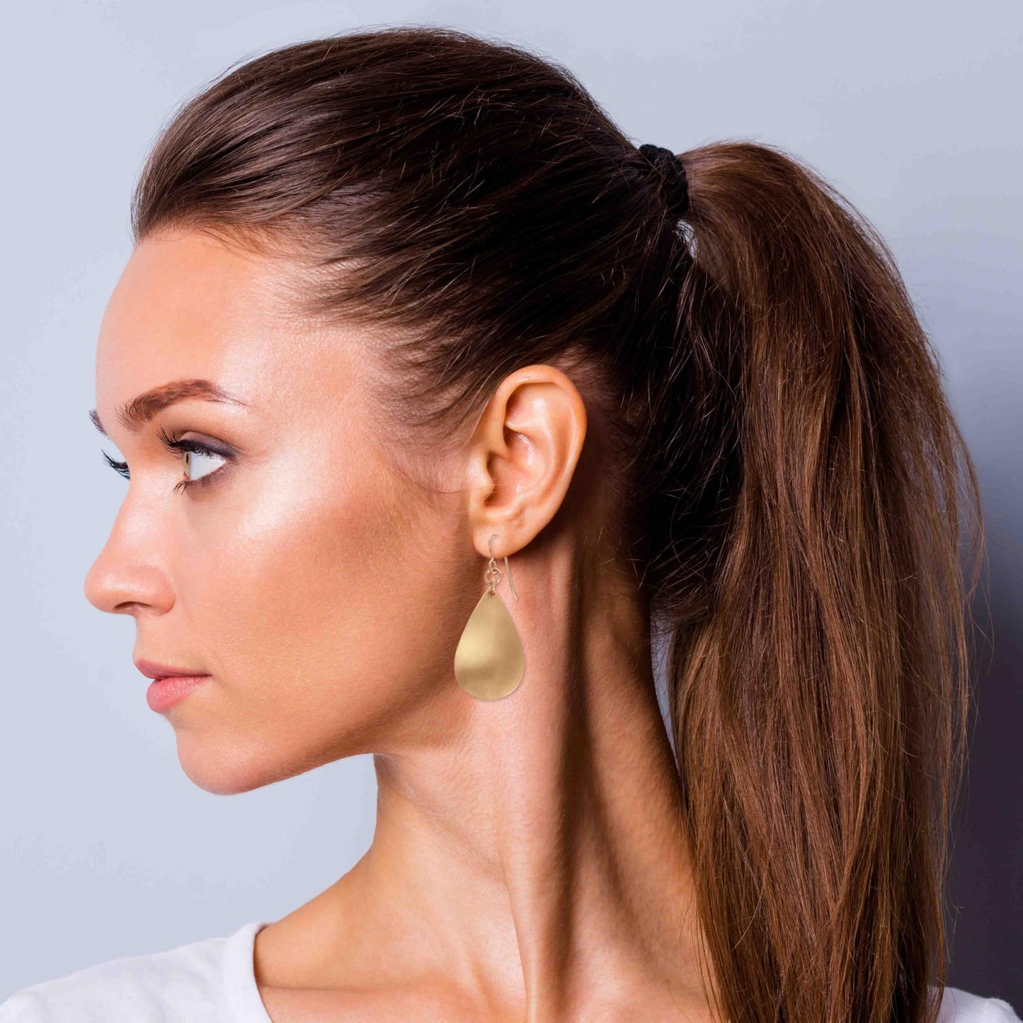 Brushed Bronze Teardrop Earrings