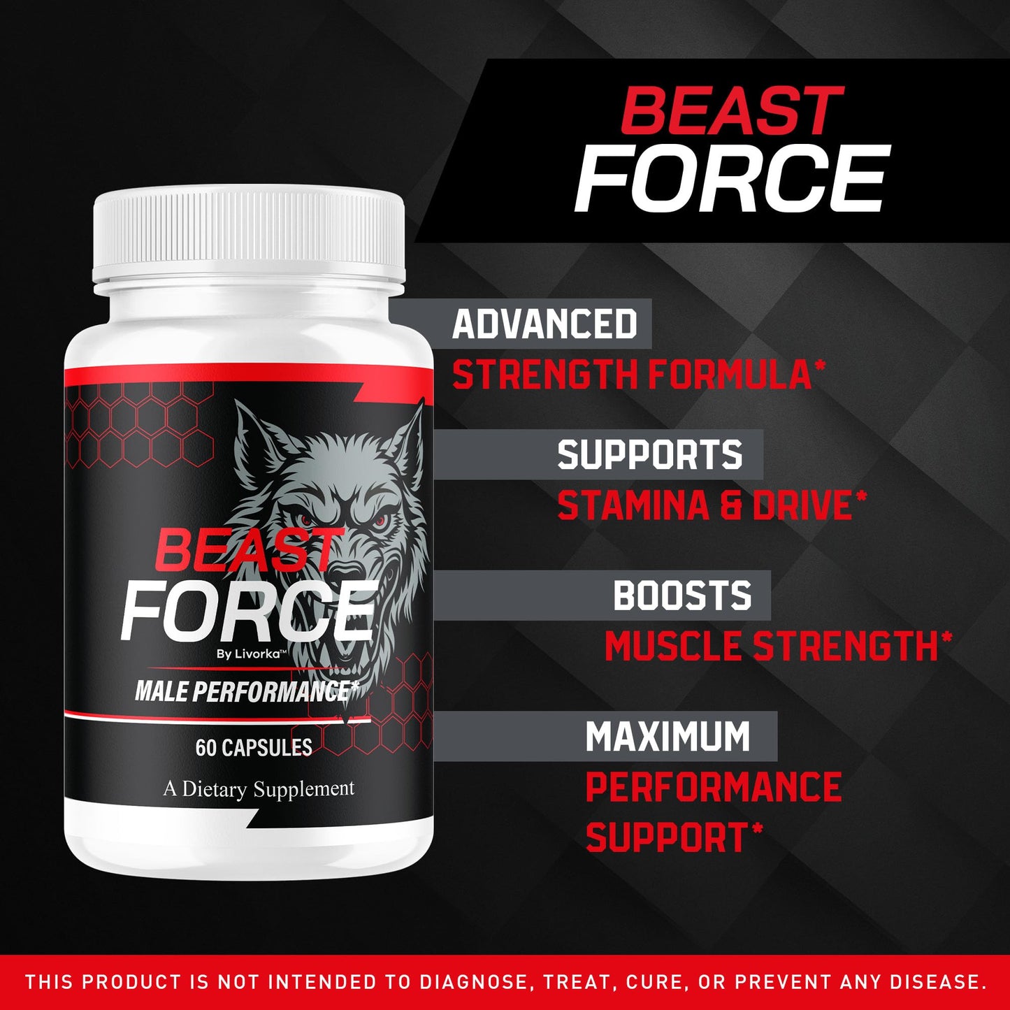 Beast Force - Beast Force for Men Pills Supplement Support, Official BeastForce Capsules Premium All Natural Maximum Strength, BeastForces Advanced Formula, 60 Capsules for 1 Month