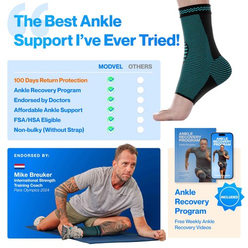 Modvel Foot & Ankle Brace Socks for Sprained Ankle Compression Sleeve - Foot Support for Women & Men - Tendonitis & Arthritis Ankle Brace Sports Running, Torn Ligaments & Women Stabilizing Ankle Wrap