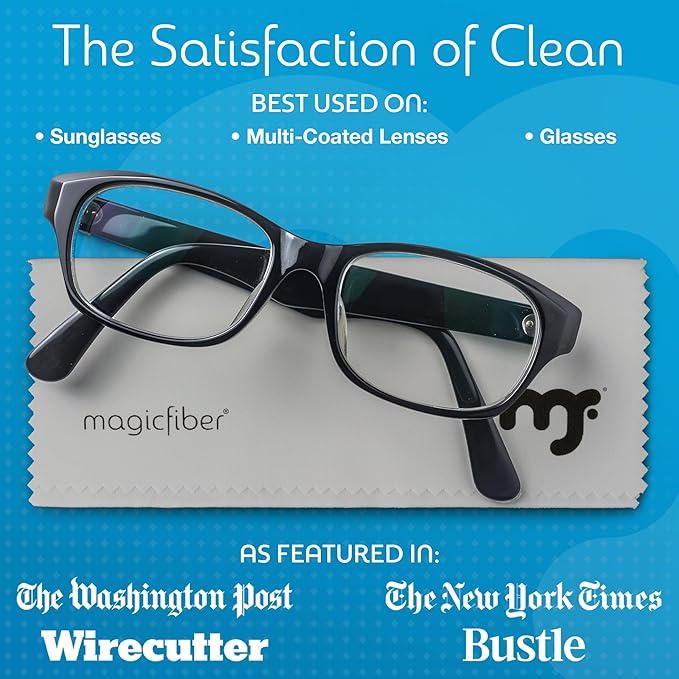MagicFiber 10 PK Glasses Kit - 2 Eyeglass Cleaner Sprays + 8 Microfiber Cleaning Cloths - Premium Eye Glass Cleaners Spray and Glasses Wipes - Lint-Free Lens Microfiber Cleaning Cloth