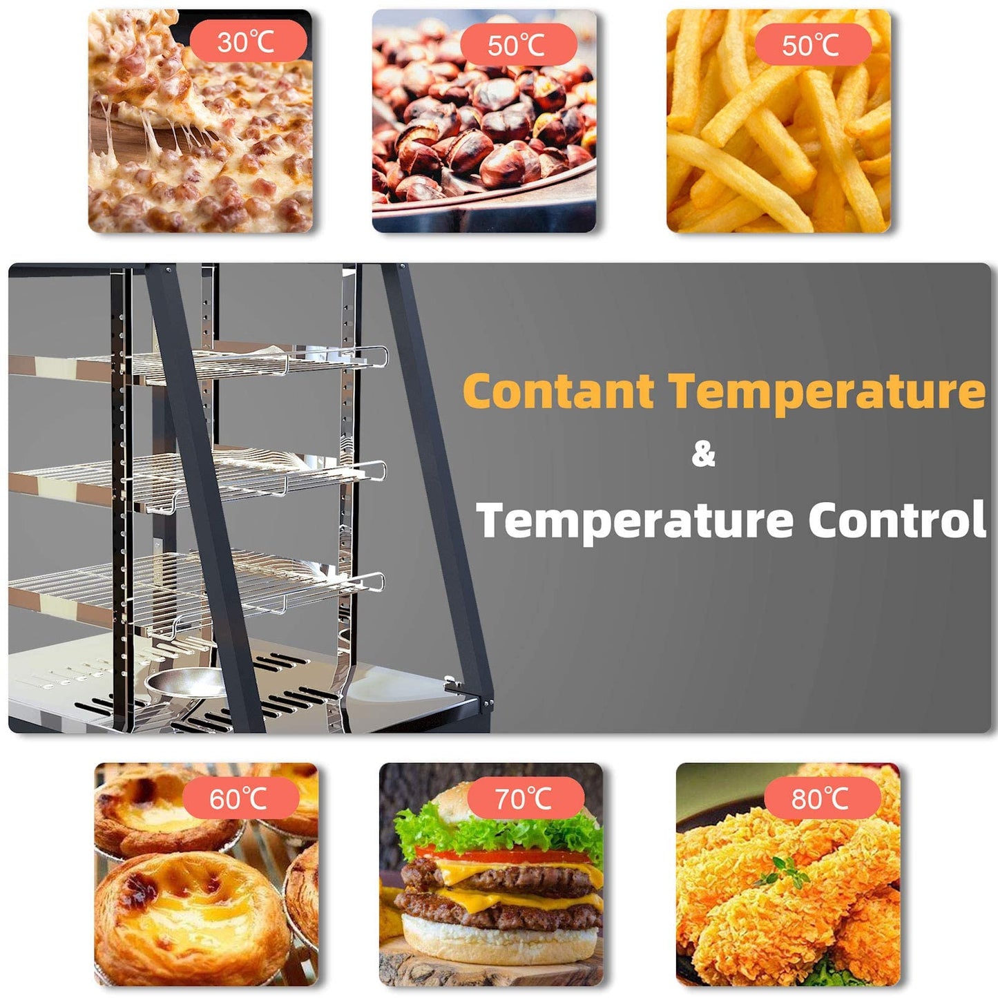 15" Commercial Food Warmer Countertop Pizza Warmers Display Pastry Patty Warmer Case for Buffet Restaurant Shop Heater Food Service L15'' x W19'' x H25''