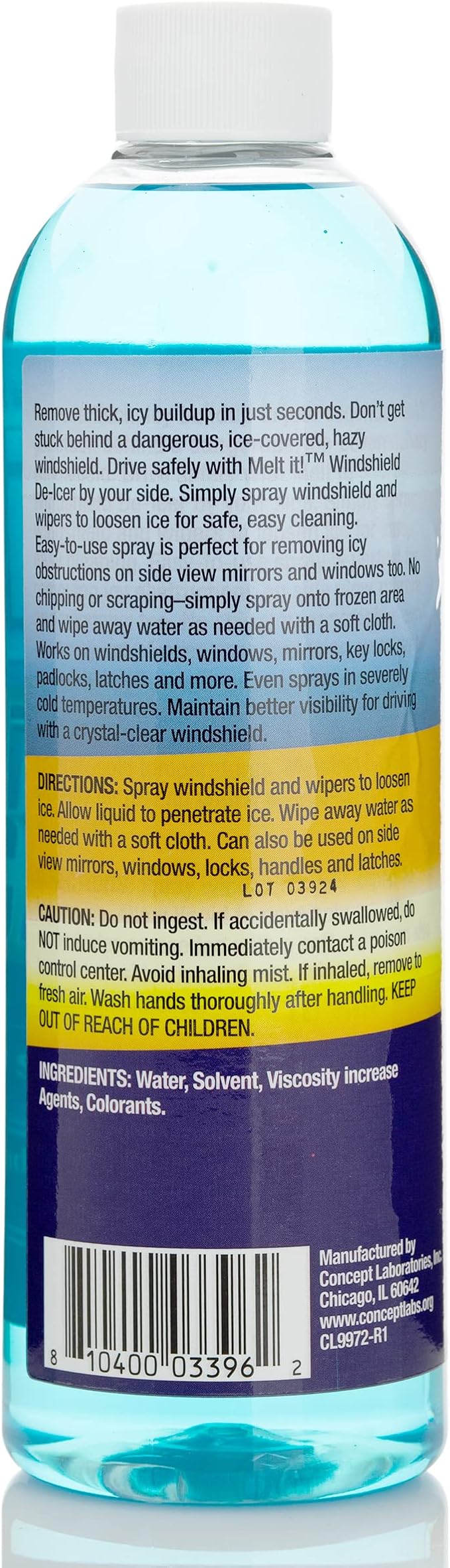 E·Z·R Windshield De-Icer. Melt it! Instantly Melts Ice & Winter Frost For Car Windshields, Windows, Mirrors, Key Locks, & Latches, Snow Melting Defrost Liquid For Car Window Cleaner, 17 Fl Oz Spray