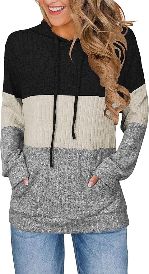 Bosmeer Hoodies for Women Casual Long Sleeve Drawstring Loose Fit Pullover Sweaters Tops for Women Trendy 2025 Fall Fashion