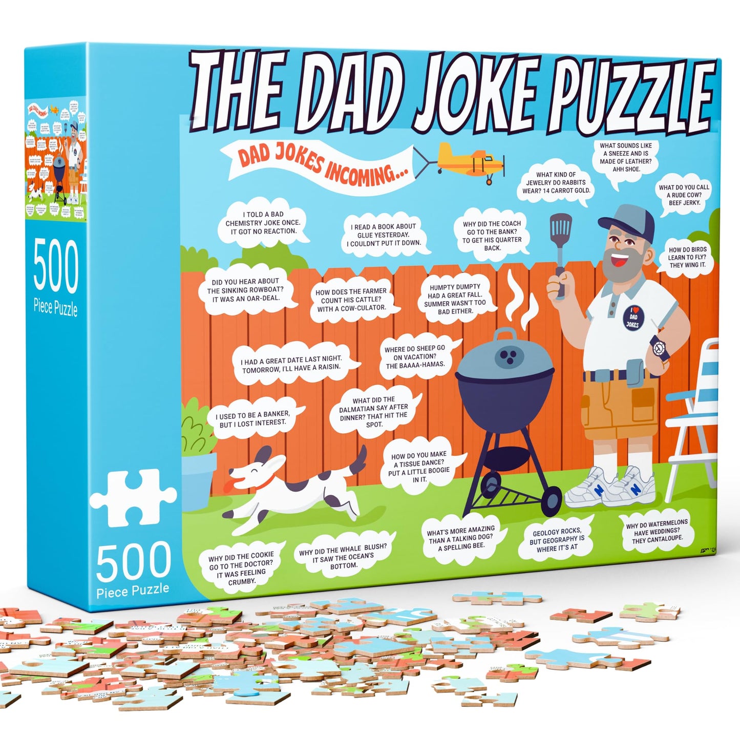 Fathers Day Dad Gifts - 500 Piece Dad Joke Puzzle - Jigsaw Puzzles for Adults, Gifts for Fathers and Dads, White Elephant Presents, Stocking Stuffers, 50th, 60th Birthday Gift Ideas, Father's Day