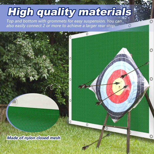 Syhood Archery Backstop Arrow Netting Backstop Target Block Heavy Duty Reinforced Archery Back Stop Reinforced Nets Accessories for Bow Backyard(6 x 6 ft,Green)