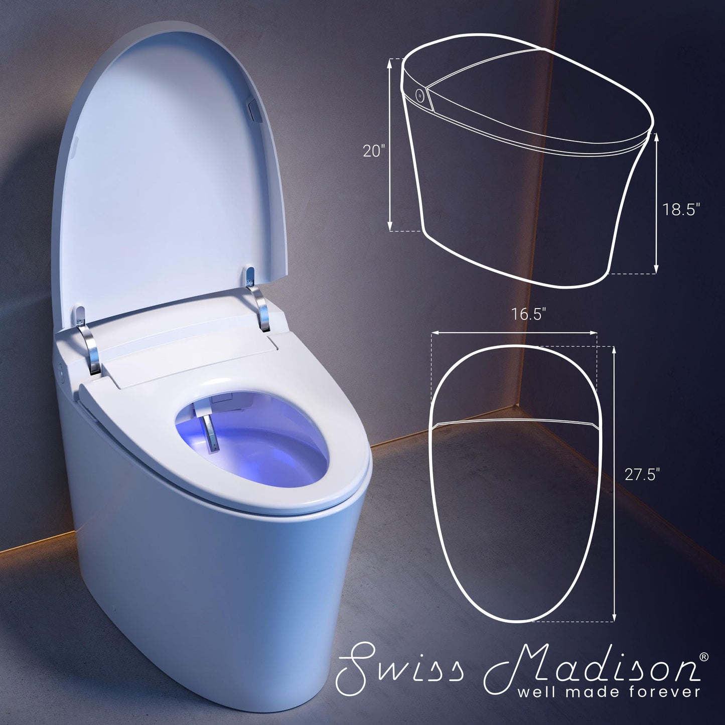Swiss Madison Viro V10 Smart Toilet 12” Rough-in ADA Height in Glossy White