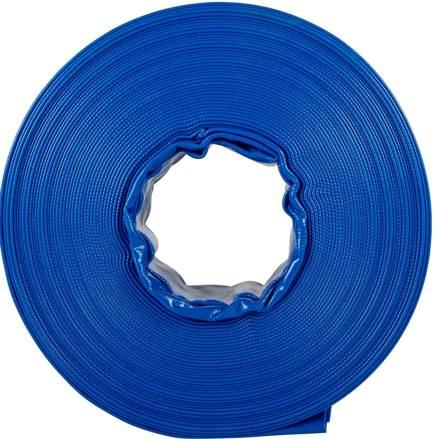 VEVOR Discharge Hose, 1-1/2" x 100', PVC Fabric Lay Flat Hose, Heavy Duty Backwash Drain Hose with Clamps, Weather-proof & Burst-proof, Ideal for Swimming Pool & Water Transfer, Blue