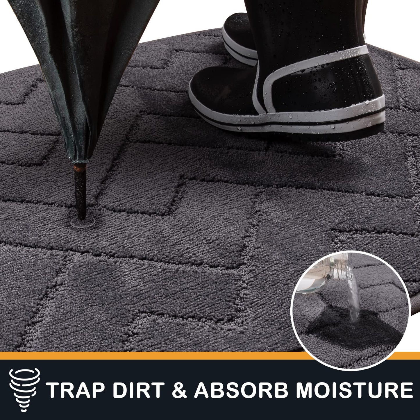 PURRUGS Dirt Trapper Door Mat 32" x 47", Non-Slip Machine Washable Entry Rug, Shoe Scraper, Dog Doormat, Super Absorbent Welcome Mat for Front & Back Door, Muddy Wet Shoes & Paws, Grey