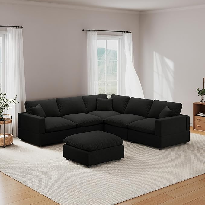 Modular Sectional Sofa Couch for Living Room, Convertible Upholstered Comfy Couches Deep Seat Sofa | Removable & Washable Cushion Covers, Filled with Down Cotton | Free Combination Sleeper Sofa Bed