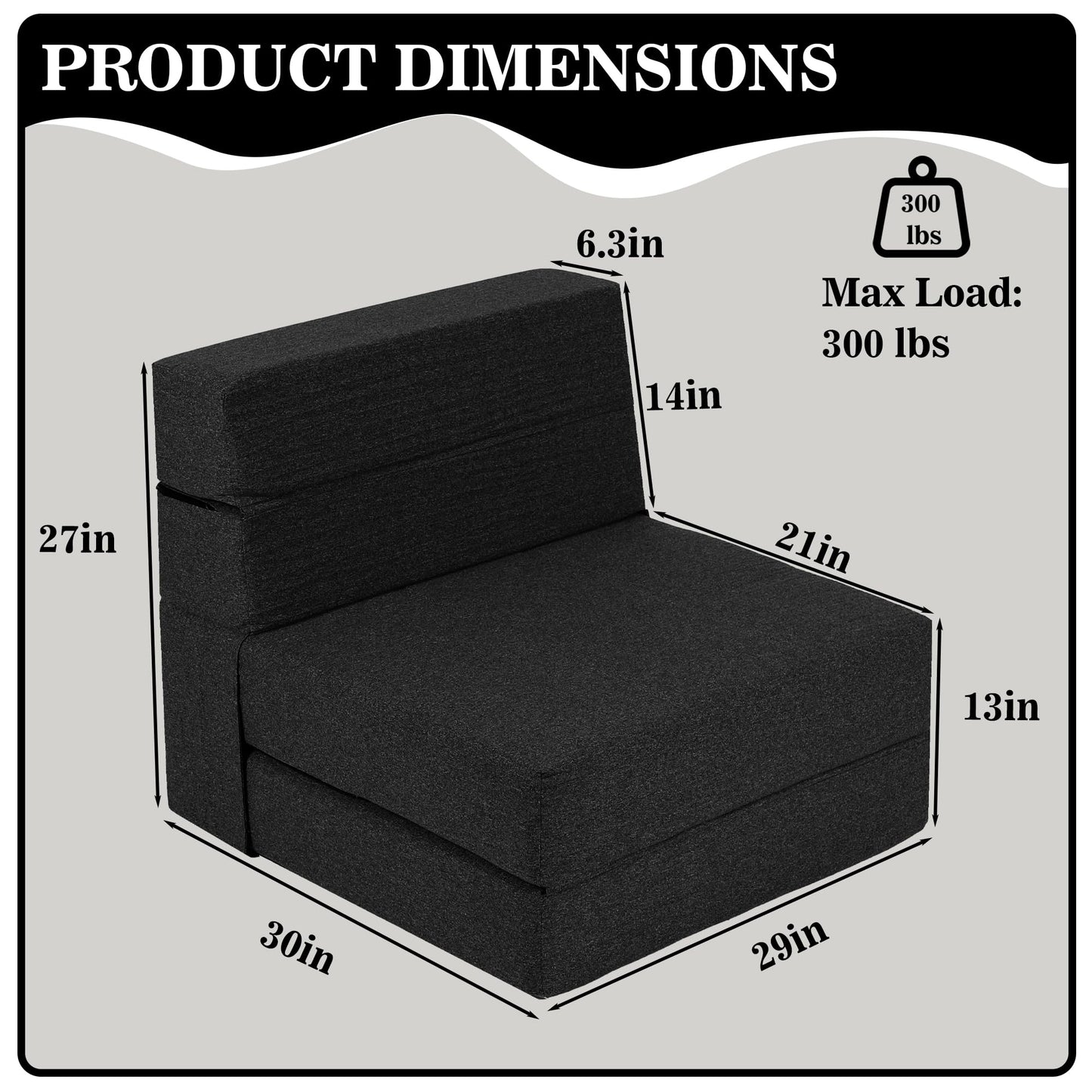 CATMIX Folding Sofa Bed, 7 inch Memory Foam Floor Couch, Convertible Sleeper Foldable Mattress Futon Sofa for Living Room/Home Office/Guest Beds/Apartment/Upstairs Loft, New Dark Gray, Single