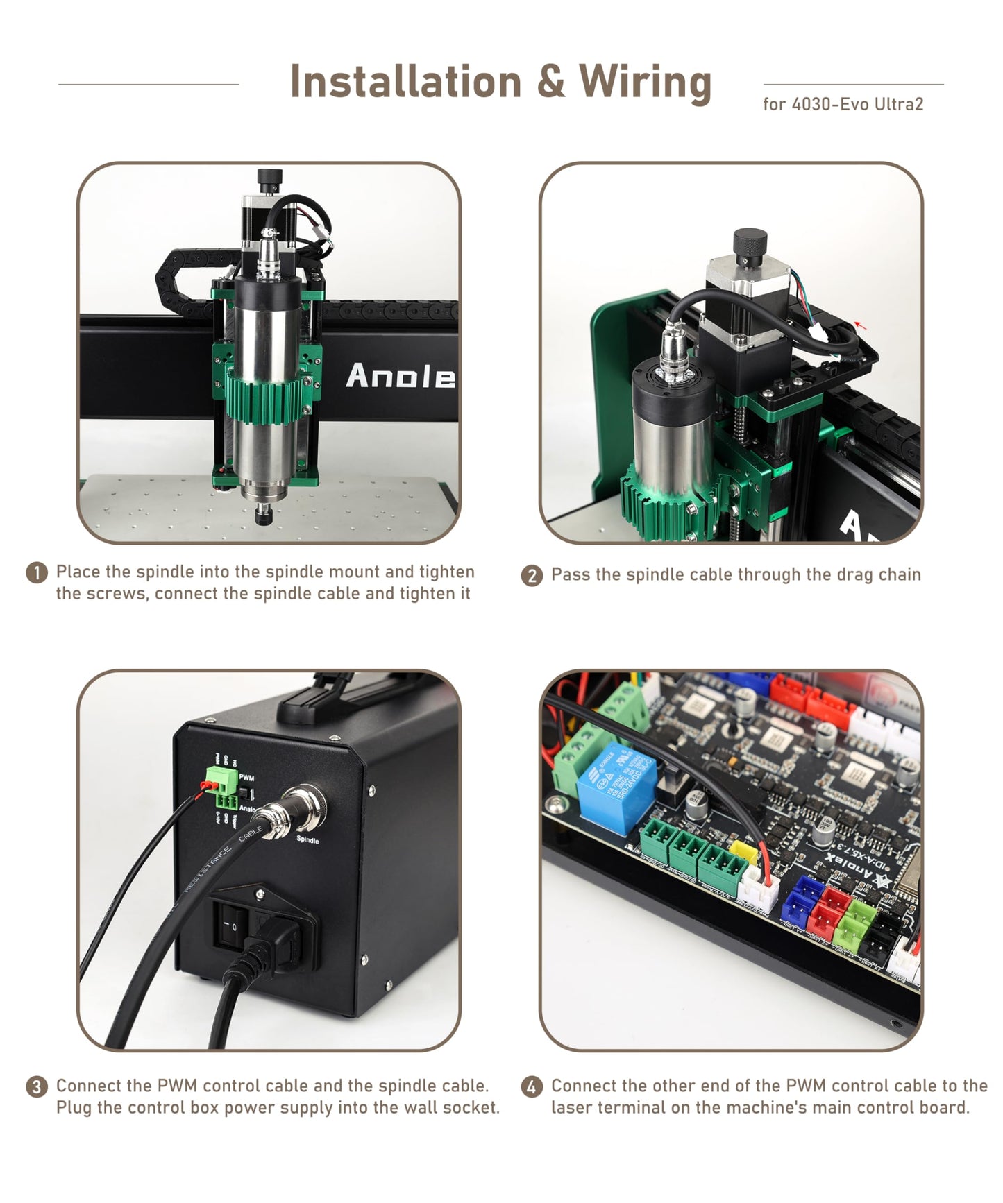 AnoleX 1.5KW CNC Spindle Motor Kits SP-15A, Adjustable Speed Φ65mm Air Cooled VFD Spindle with ER11 Collets for CNC Router Machine