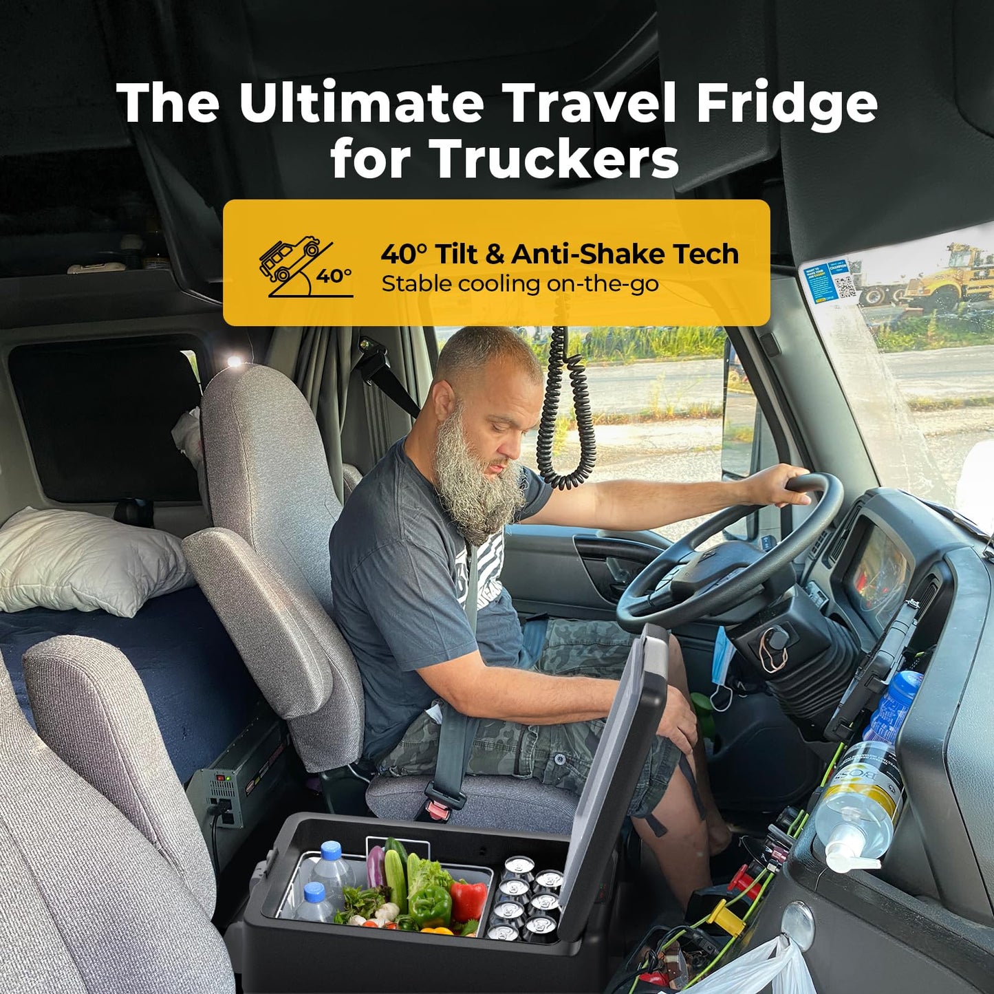 BougeRV 12V Refrigerator Fridge Freezer Portable Car Fridge 42 Quart Electric Cooler 12V/24V DC 110~240V AC for RV Camper Truck Jeep Pickup SUV Van Boat Camping Tailgating Road Trip Outdoor Travel