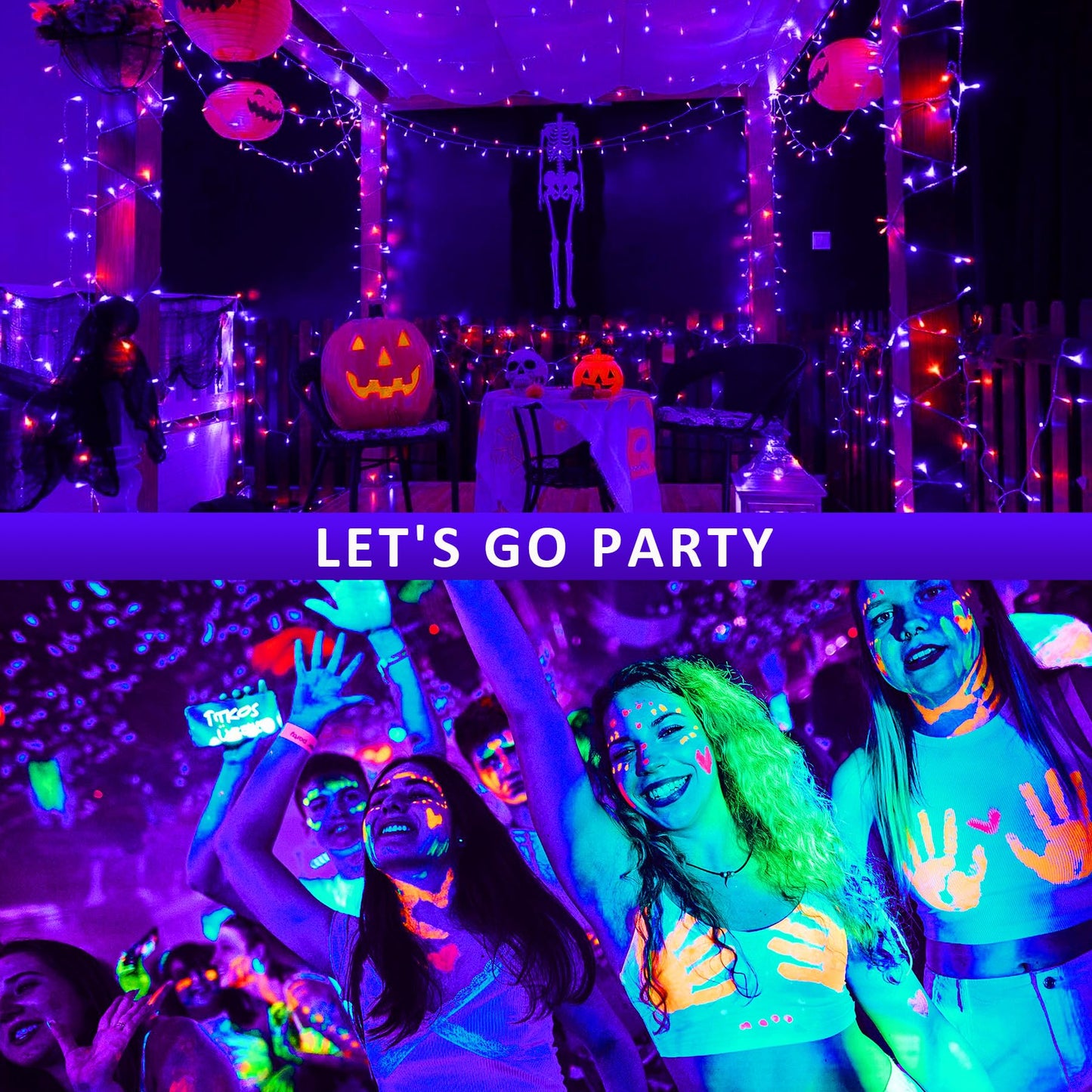 CREPOW 30W Black Lights, 4 Pack LED Blacklight Flood Light with Plug, IP66 Waterproof Black Lights for Glow Party, Glow in The Dark, Stage Lighting, Body Paint, Fluorescent Poster, Neon Glow