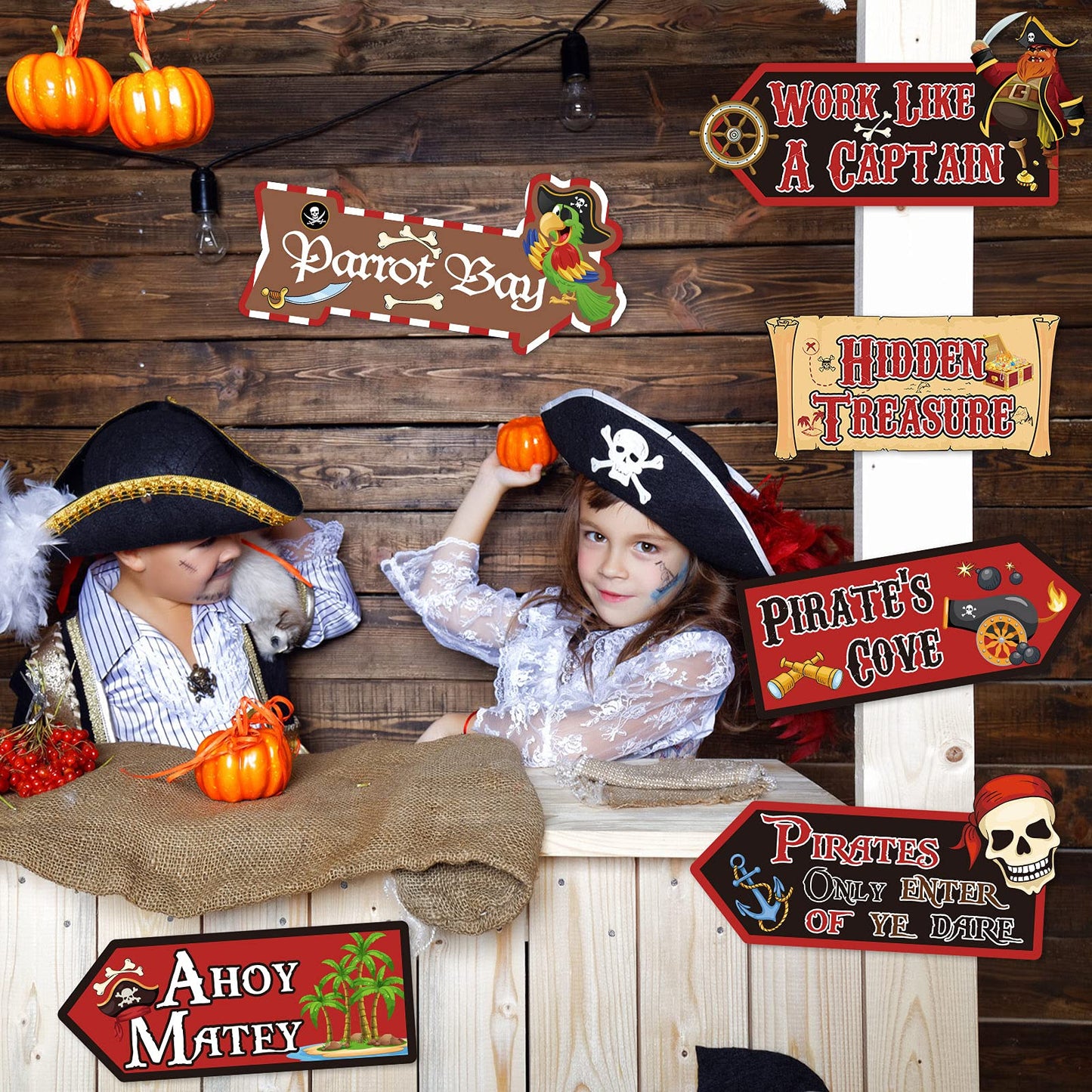 Chinco 20 Pieces Pirate Party Sign Pirate Theme Birthday Party Favors Supplies