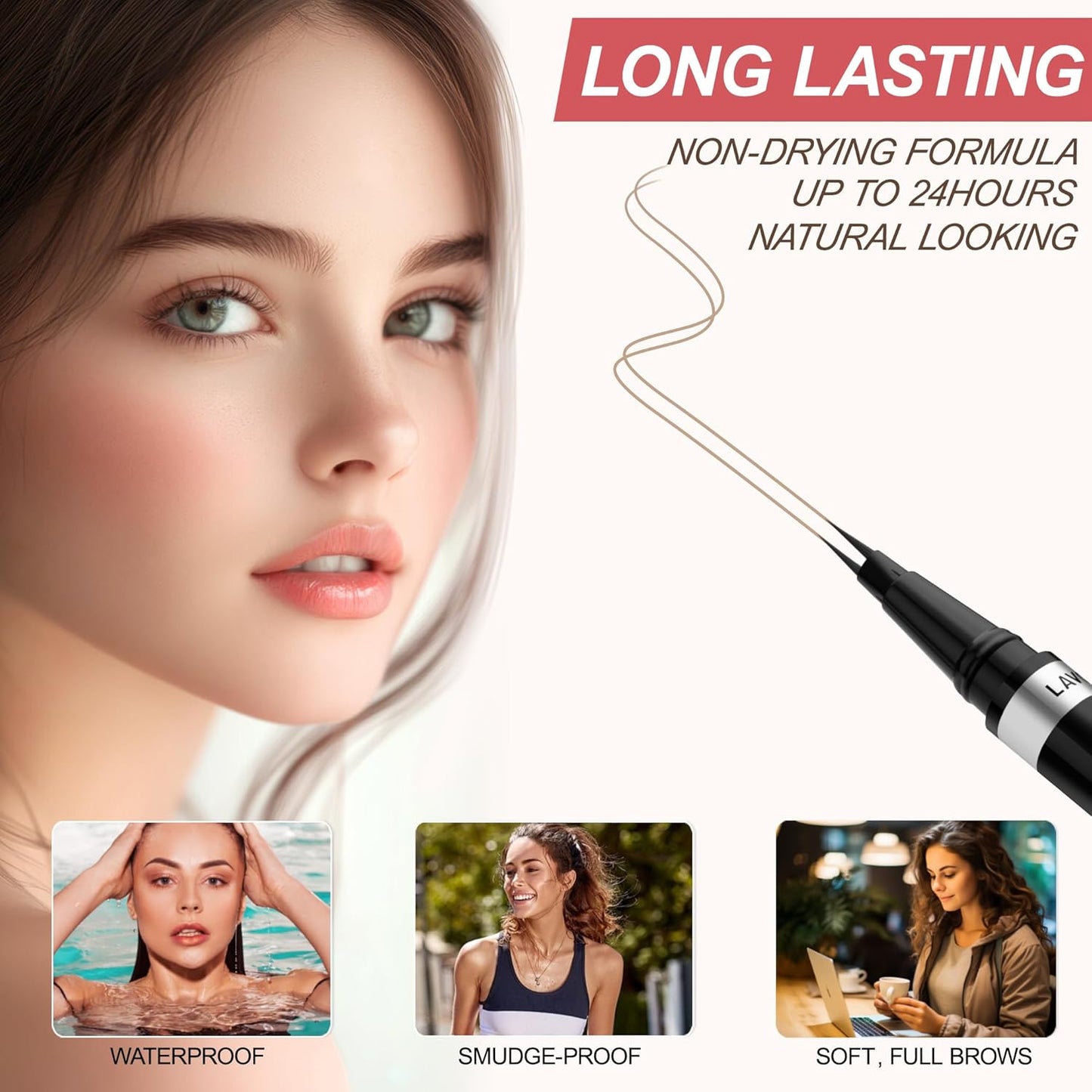 Eyebrow Pencil, 2-in-1 Waterproof Eyebrow Pen, with 2 Tip Microblading Eyebrow Pencil and Ultra-Precise Brow Pencil, with Eyebrow Brush, Eyebrow Pencils for Women, Natural Hair-Like Brows - Blonde