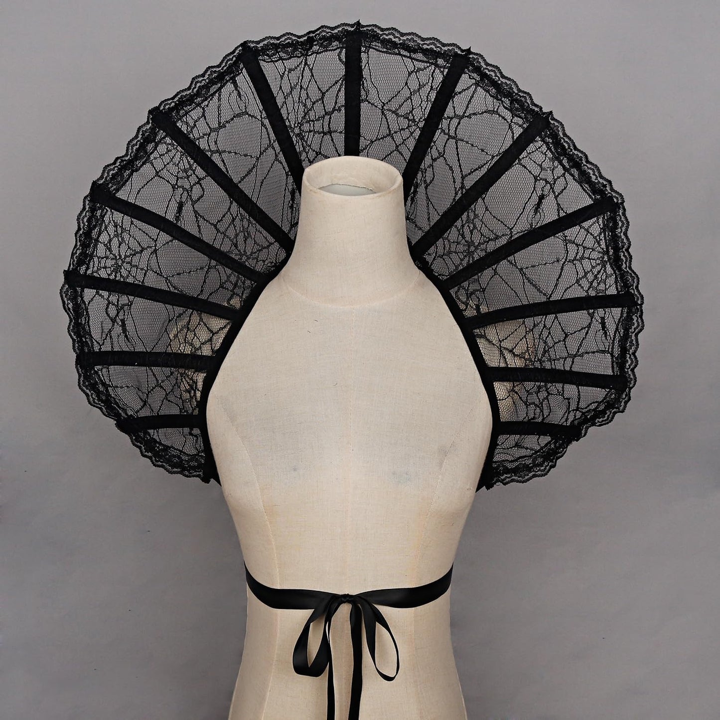 L'VOW Women Black Lace Victorian Collar Gothic Stand Up Vampire Collar Halloween Masquerade Cosplay(Black)