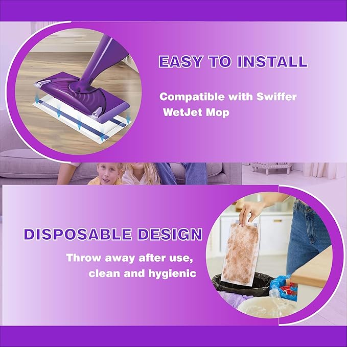 46 Mopping Pad Refill Compatible with Swiffer Wet Jet Mop, Disposable Multi Surface Wetjet Hardwood Floor Cleaner Spray Mop Pads Refills
