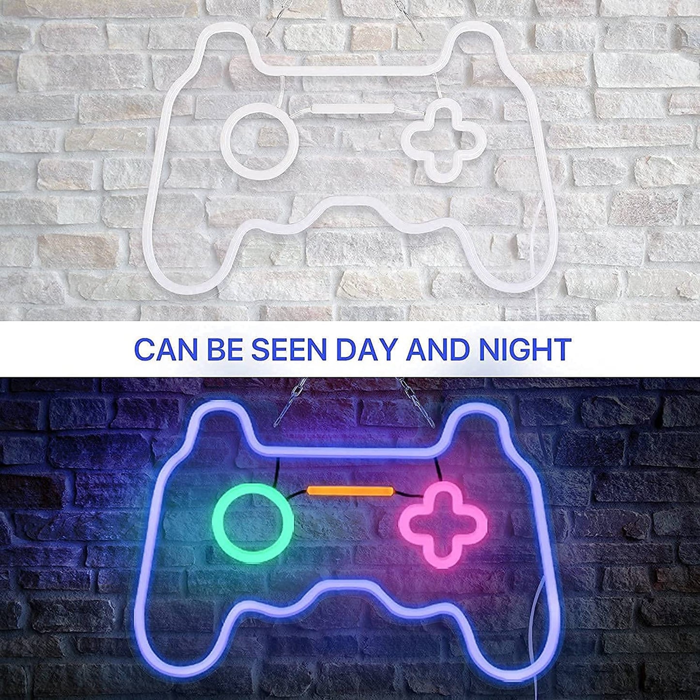 SOLIDEE Led Dimmable Neon Signs Wall Decorations For Living Room|Bedroom Gamepad Controller Shape Lights Game Room Decor Accessories Cool Teen Boys|Girls|Kids Gamer Gifts