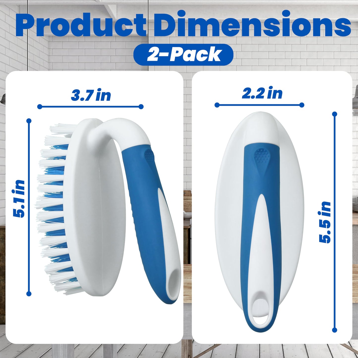 PHYEX Scrub Brush, 2 Pack Household Cleaning Brushes with Stiff Bristles, Scrubbing Brush for Carpet, Shower, Bathtub, Kitchen,