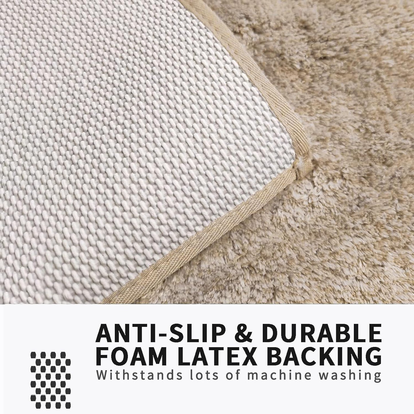 FIFU Bathroom Rugs 24" W x 36" L, Bath Mat for Bathroom, Bedroom, Laundry Room & Kitchen, Non-Slip Rubber Latex Backing, Extra Soft and Absorbent Microfiber Carpet, Machine Washable Rug, Beige